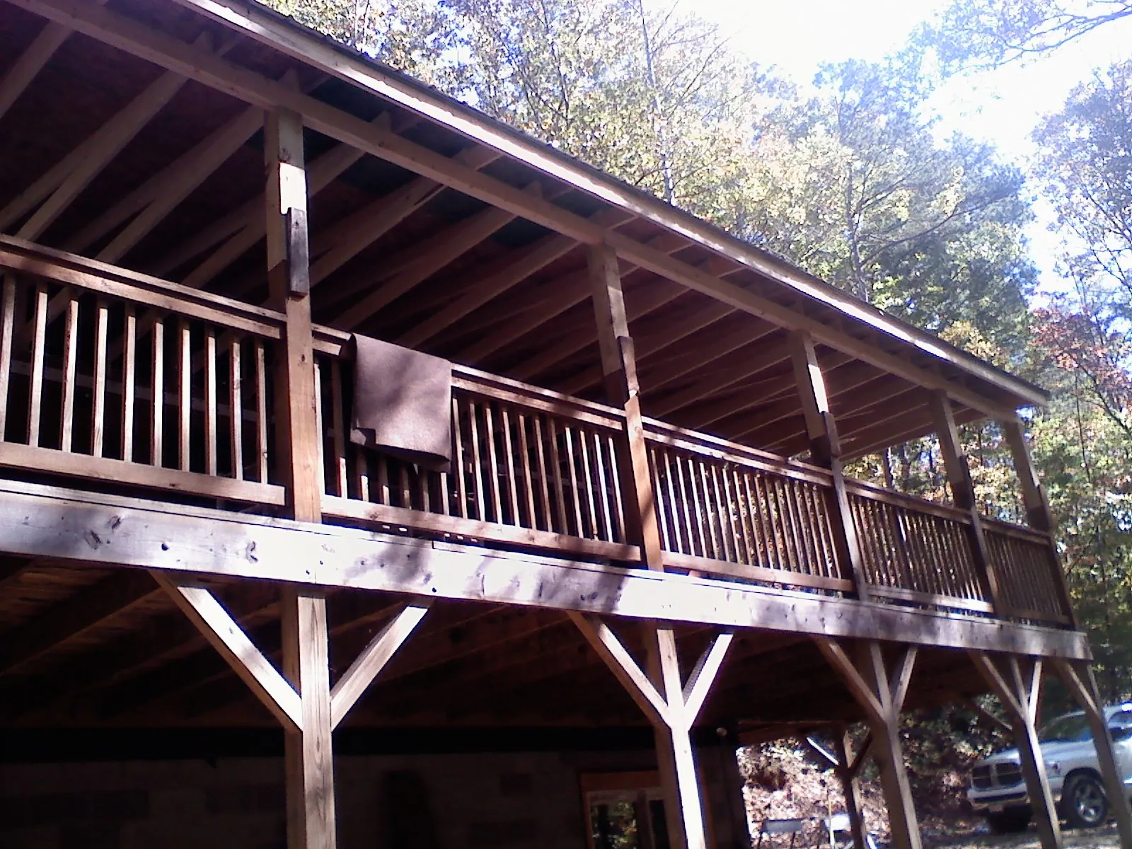 Timber framing under a new elevated porch and deck — Roof Leak Repair in Dunreith by Roofing Brothers